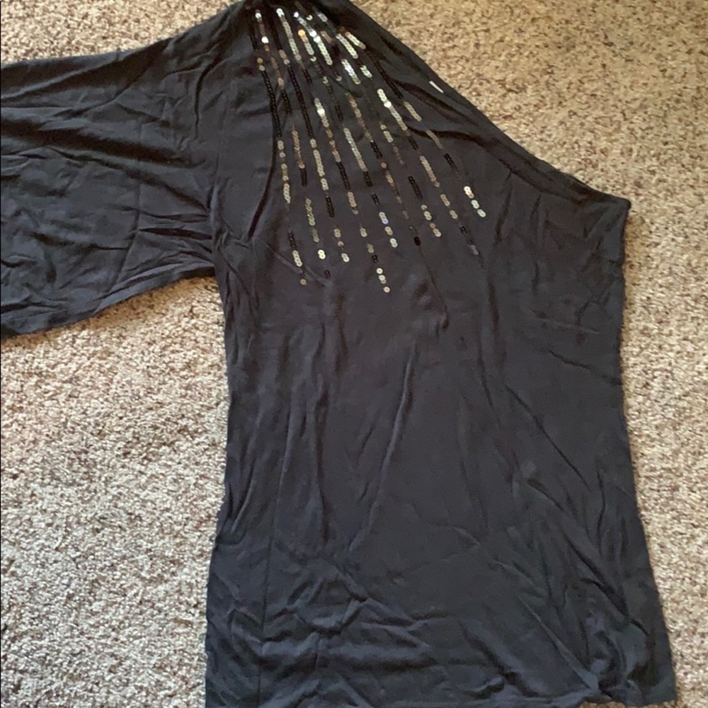 Sequin embellished one shoulder top